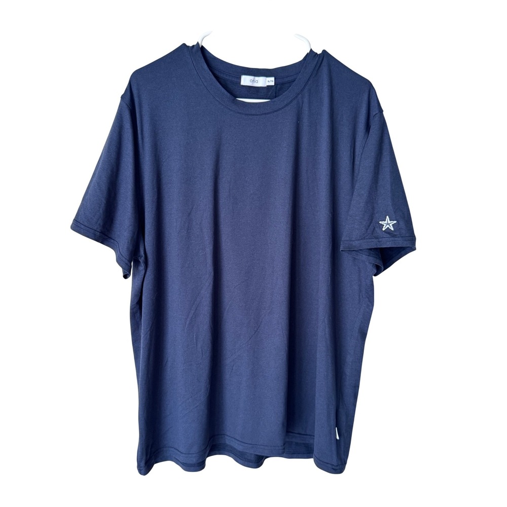Onia Mens XL Navy Blue Short Sleeve Crewneck T-Shirt Star Logo Stretch Tee